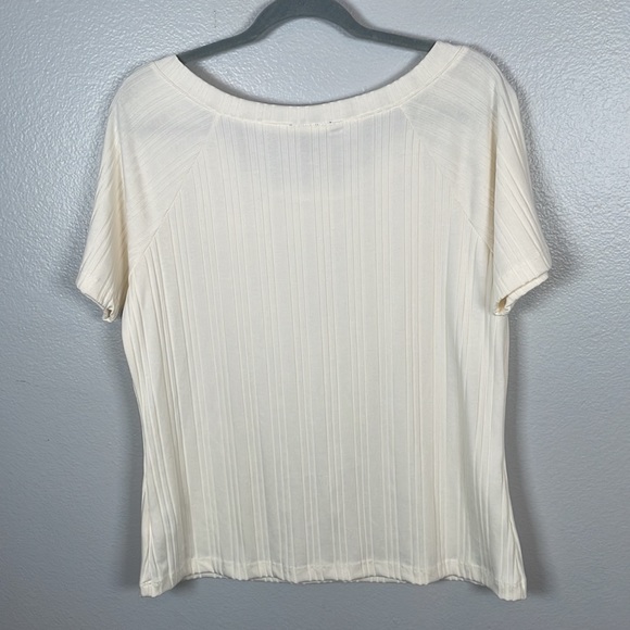 ModCloth cream ribbed wide ballet neck tee size XL New With Tags - Picture 5 of 6